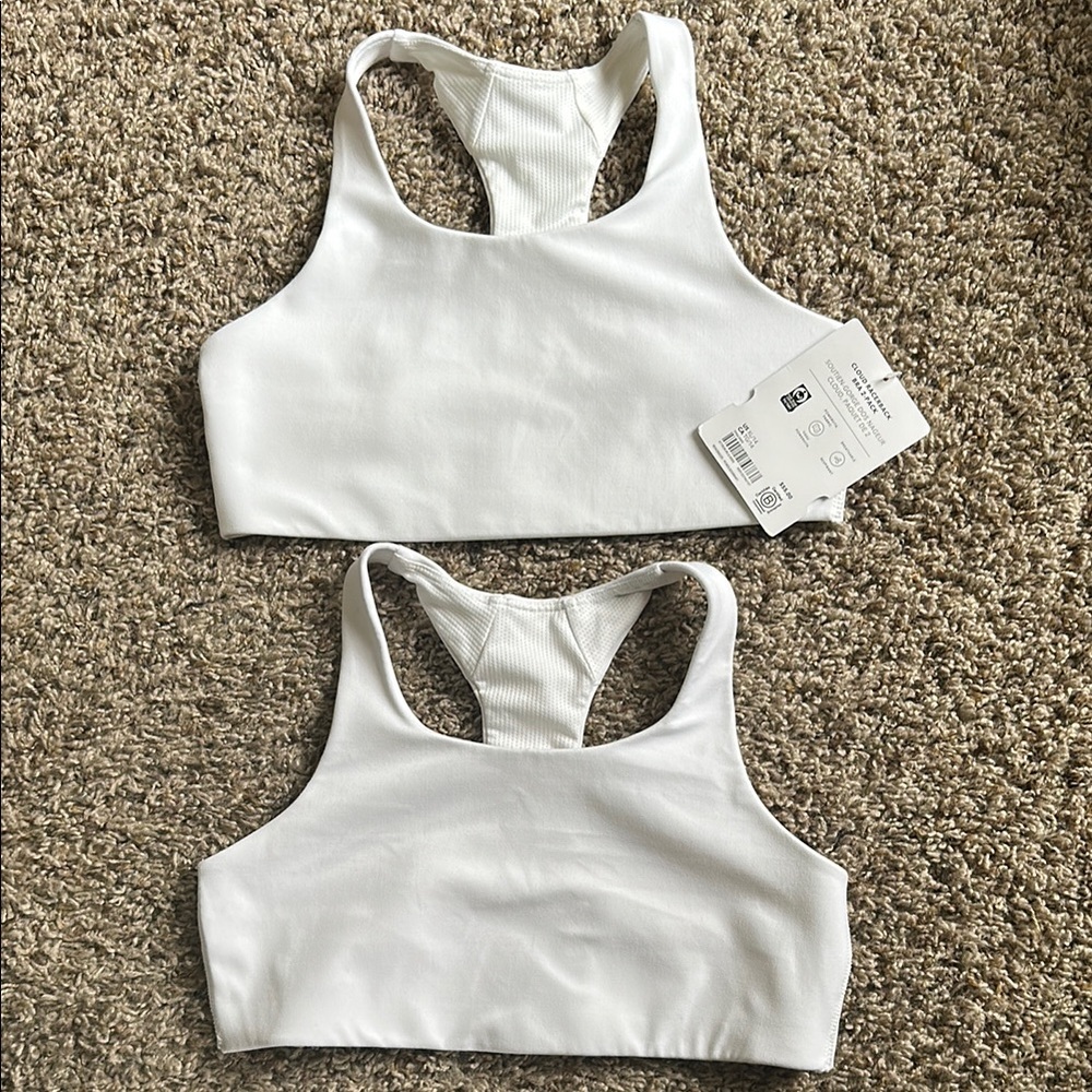 NWT! Athleta Girl Cloud Racerback White Sports Bra 2 pack- size XL/14